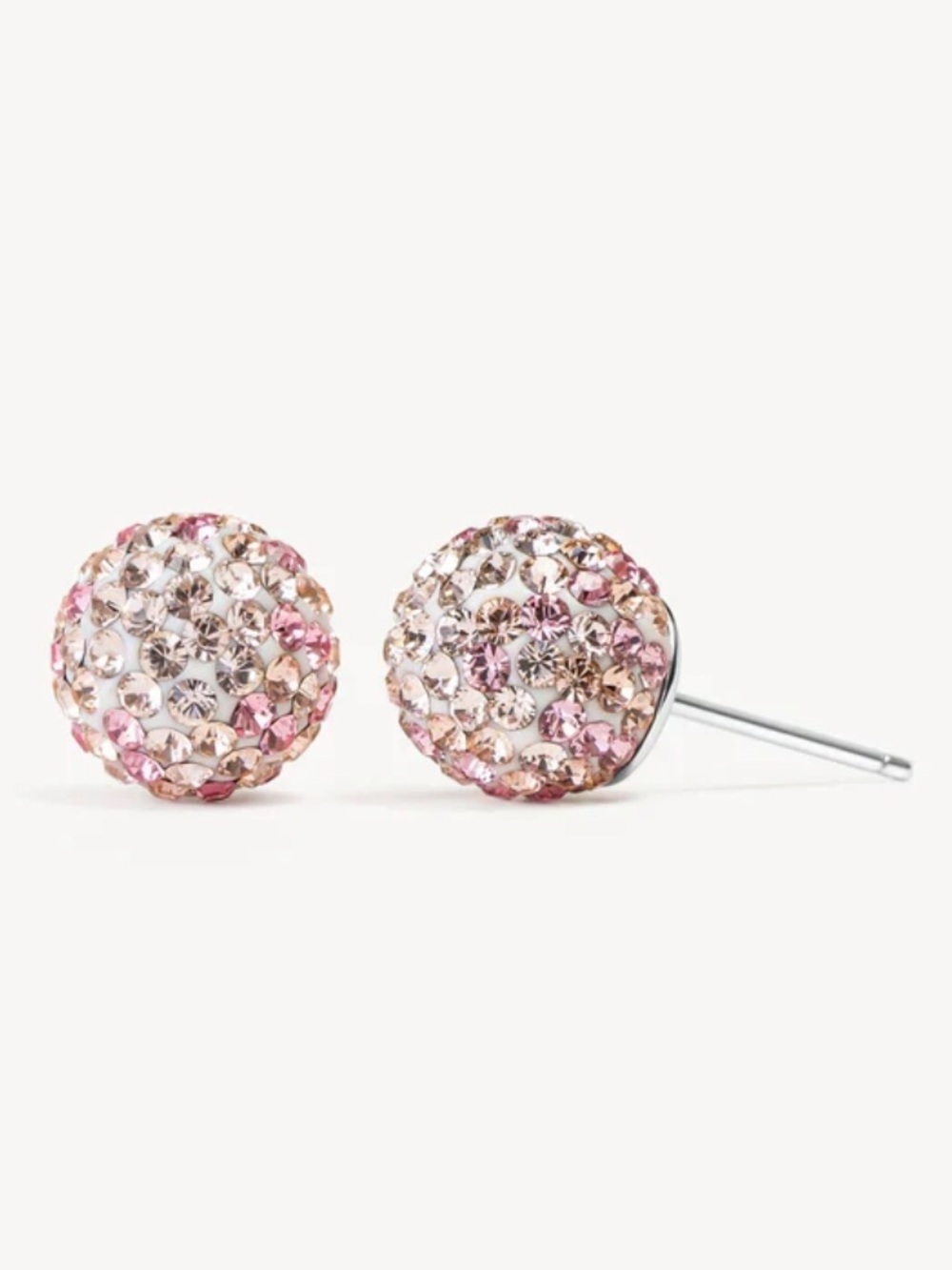 Hillberg & Berk 10mm/Medium Pink Champagne Sparkle Ball Earrings